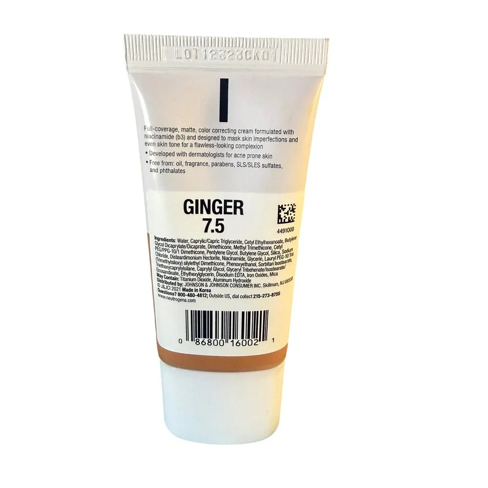Neutrogena Matte CC Cream Ginger 7.5 1.0oz Niacinamide Full Coverage New‎